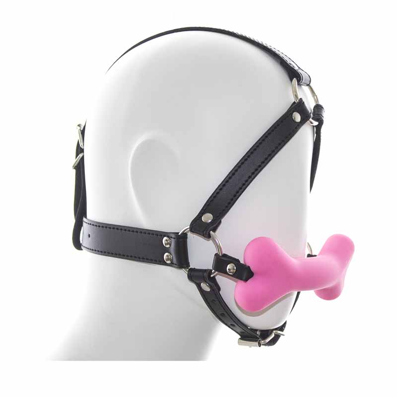 Bone Shape Silicone Mouth Gag With Head Harness